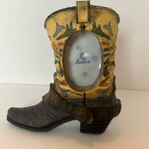 Western Cowboy‎ Boot Free-standing Small Picture Frame 2.5" × 3.5"  Very Heavy